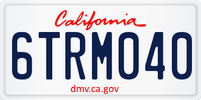 CA license plate 6TRM040