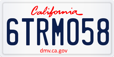 CA license plate 6TRM058