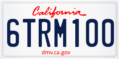 CA license plate 6TRM100