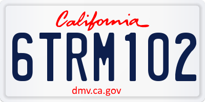 CA license plate 6TRM102