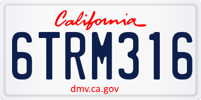 CA license plate 6TRM316