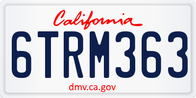 CA license plate 6TRM363