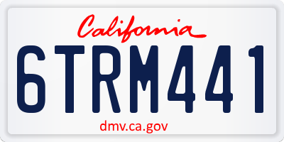 CA license plate 6TRM441