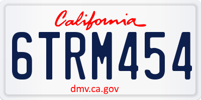 CA license plate 6TRM454