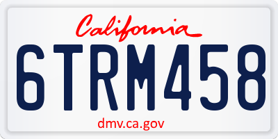 CA license plate 6TRM458