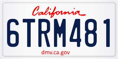 CA license plate 6TRM481