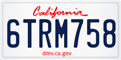 CA license plate 6TRM758