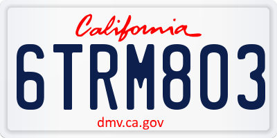 CA license plate 6TRM803