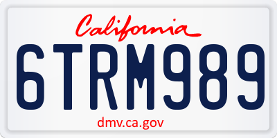 CA license plate 6TRM989