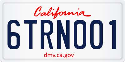 CA license plate 6TRN001