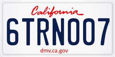 CA license plate 6TRN007