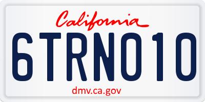 CA license plate 6TRN010