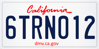 CA license plate 6TRN012