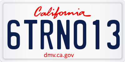 CA license plate 6TRN013