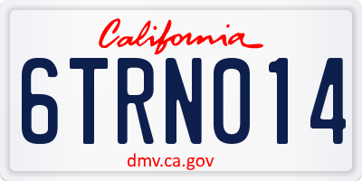 CA license plate 6TRN014