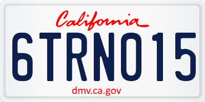 CA license plate 6TRN015