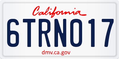 CA license plate 6TRN017