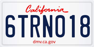 CA license plate 6TRN018