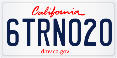CA license plate 6TRN020