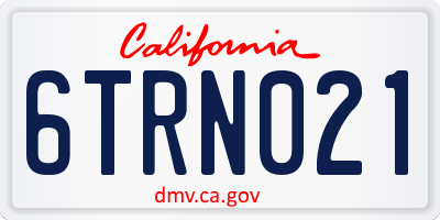 CA license plate 6TRN021