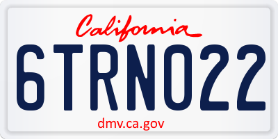 CA license plate 6TRN022