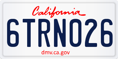 CA license plate 6TRN026