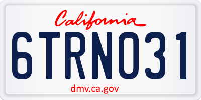 CA license plate 6TRN031