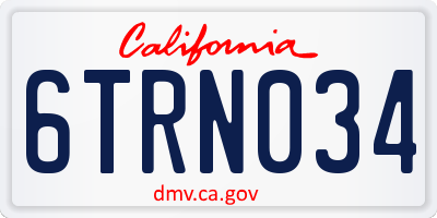 CA license plate 6TRN034