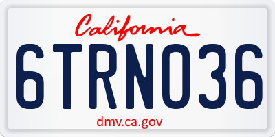 CA license plate 6TRN036