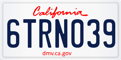 CA license plate 6TRN039