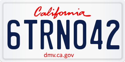 CA license plate 6TRN042