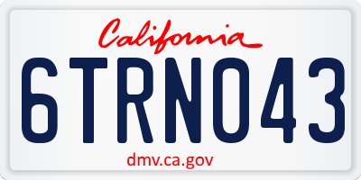 CA license plate 6TRN043