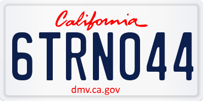 CA license plate 6TRN044