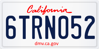 CA license plate 6TRN052