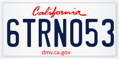 CA license plate 6TRN053