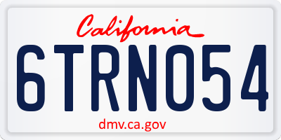 CA license plate 6TRN054