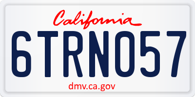 CA license plate 6TRN057