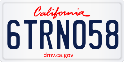 CA license plate 6TRN058