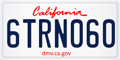 CA license plate 6TRN060