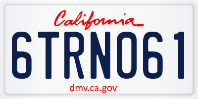 CA license plate 6TRN061