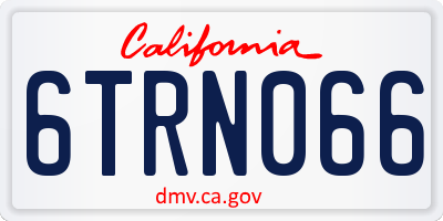 CA license plate 6TRN066