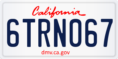 CA license plate 6TRN067