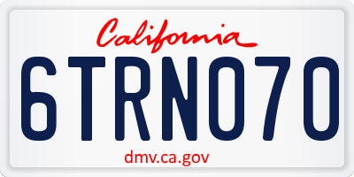 CA license plate 6TRN070