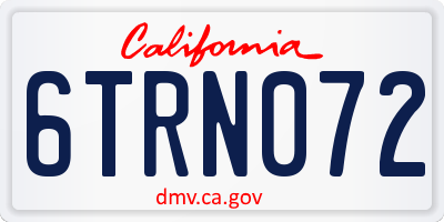 CA license plate 6TRN072