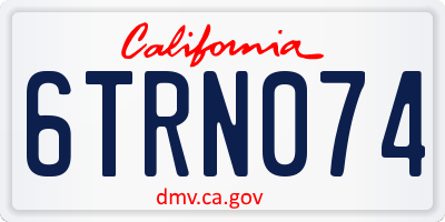 CA license plate 6TRN074