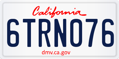 CA license plate 6TRN076