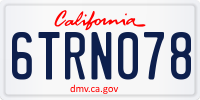 CA license plate 6TRN078