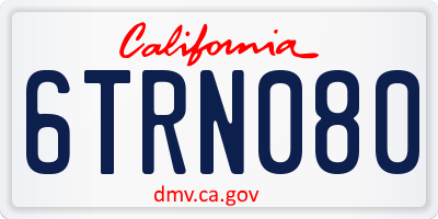 CA license plate 6TRN080