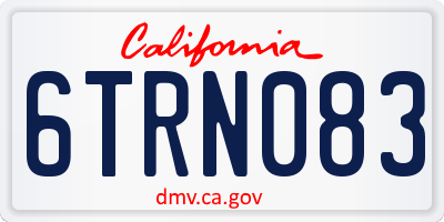 CA license plate 6TRN083