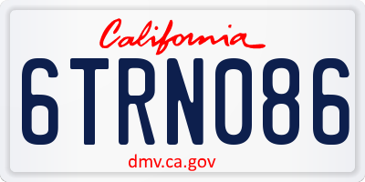 CA license plate 6TRN086